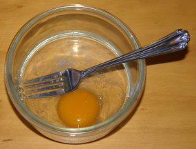 Myatt Bread - egg and water in bowl, ready to mix
