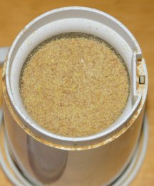 Myatt Bread - Ground Flax seed in grinder